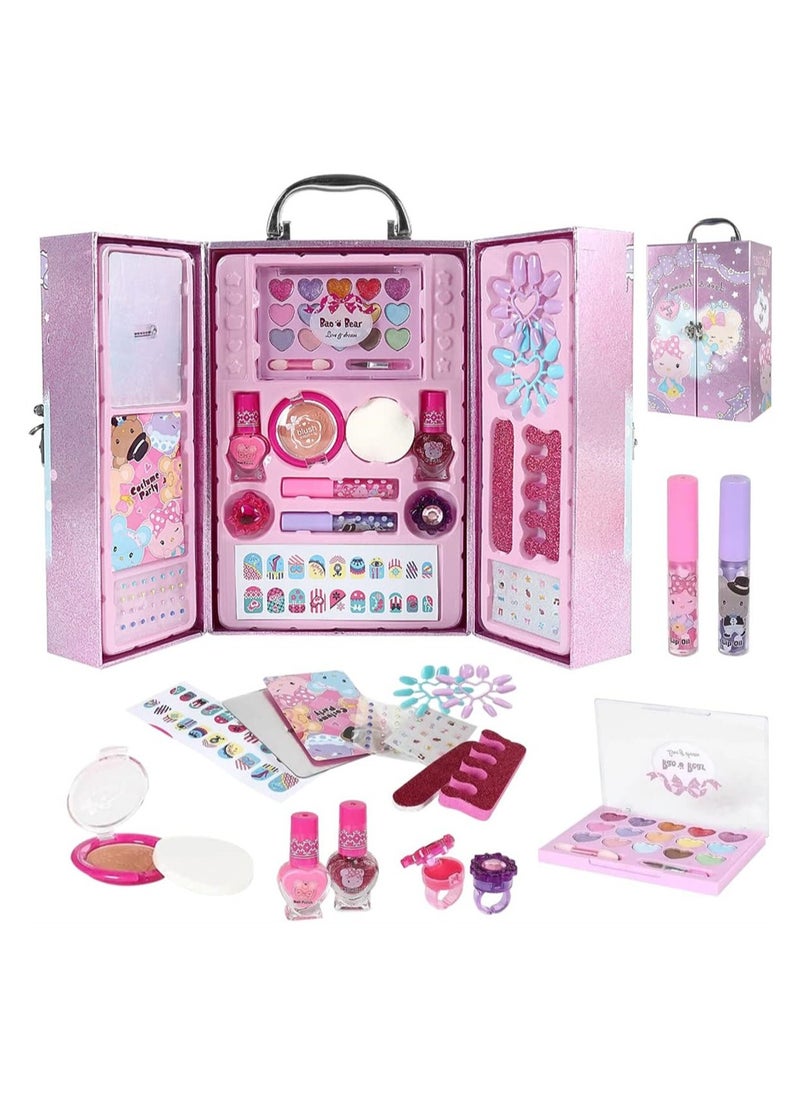 DMG TECH Kids Makeup Kit for Girls Princess Cosmetic Set for Children Real Washable Play Pretend Makeup Set Non-Toxic Makeup Toys Kit  - Image 1