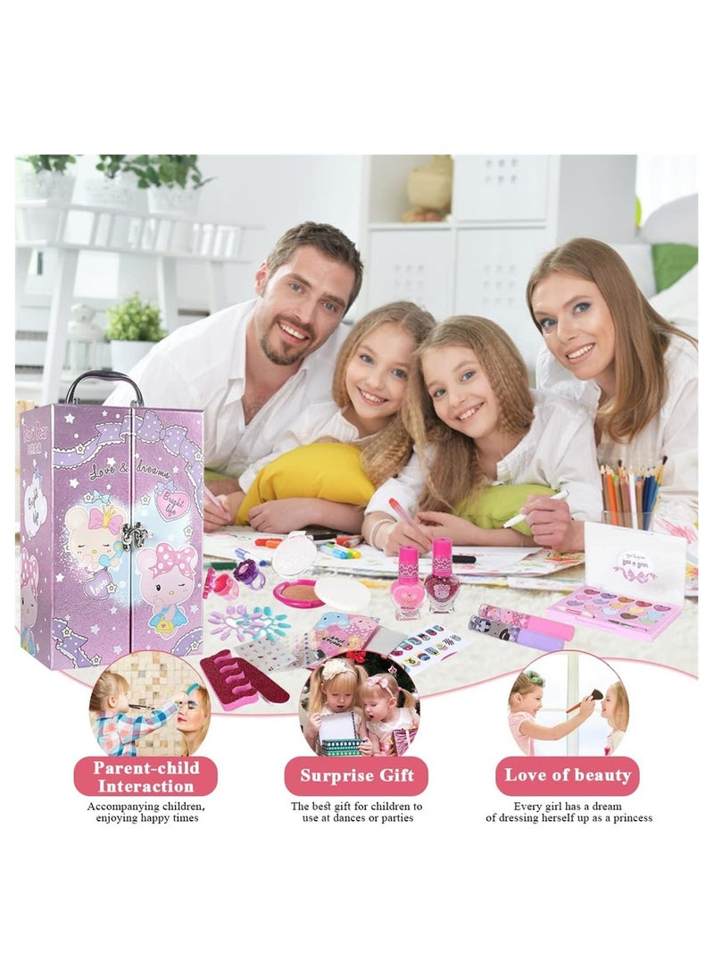 DMG TECH Kids Makeup Kit for Girls Princess Cosmetic Set for Children Real Washable Play Pretend Makeup Set Non-Toxic Makeup Toys Kit  - Image 4