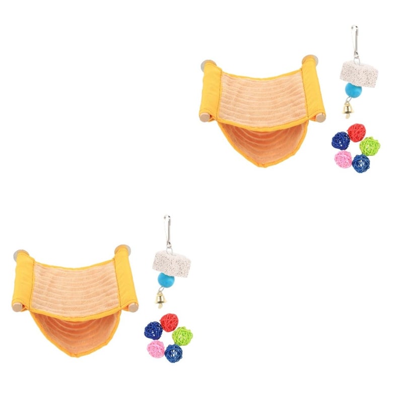 Green Bird Hammock Bed Warm Nest Cage Hanging Toy For Parrots Accessories 2 Sets - Image 2