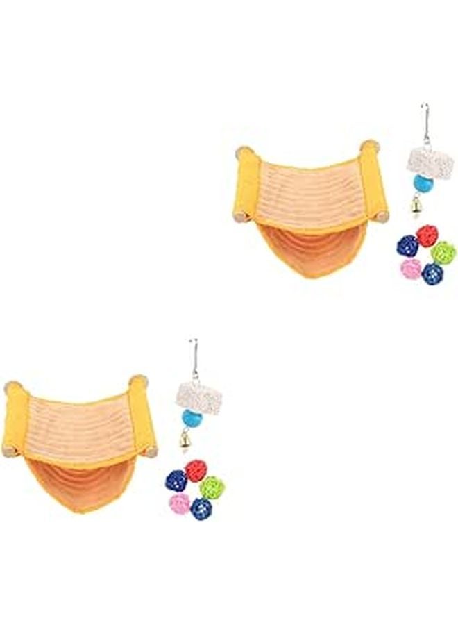 Green Bird Hammock Bed Warm Nest Cage Hanging Toy For Parrots Accessories 2 Sets - Image 1
