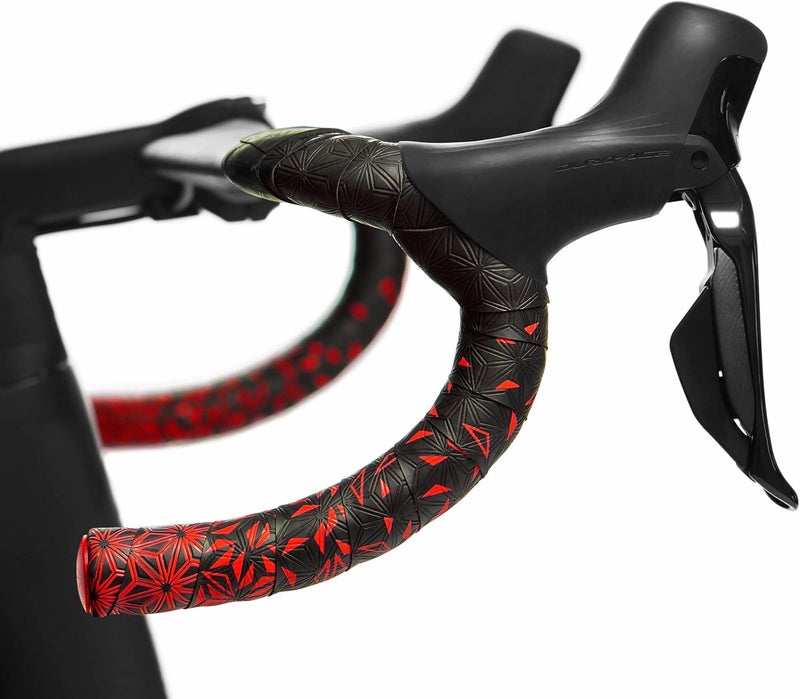 Supacaz Super Sticky Kush Star Fade Bar Tape – Red Wrap with Ano Plugs for Bike – Stylish Bicycle Handlebar Grip - Image 2