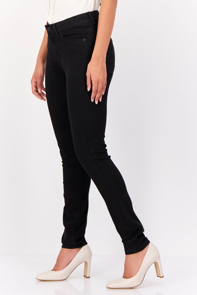I.Scenery Women Skinny Fit Washed Stretchable Jeans, Black  - Image 2