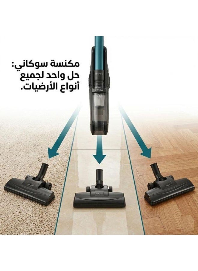 سوكاني مكنسه كهربائيه شفط اتربه+مياه 2*1 2200وات 1.2لتر موديل SK-13083N - Image 3