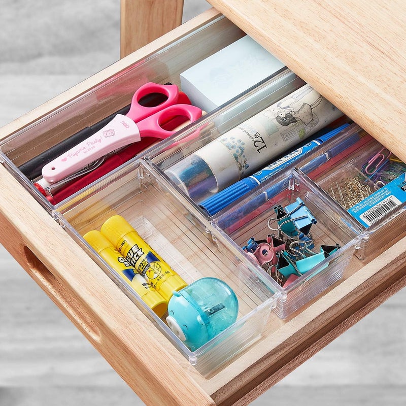 DCA 14 PCS Clear Plastic Drawer Organizer Tray for Makeup, Kitchen Utensils, Jewelries and Gadgets - Image 4