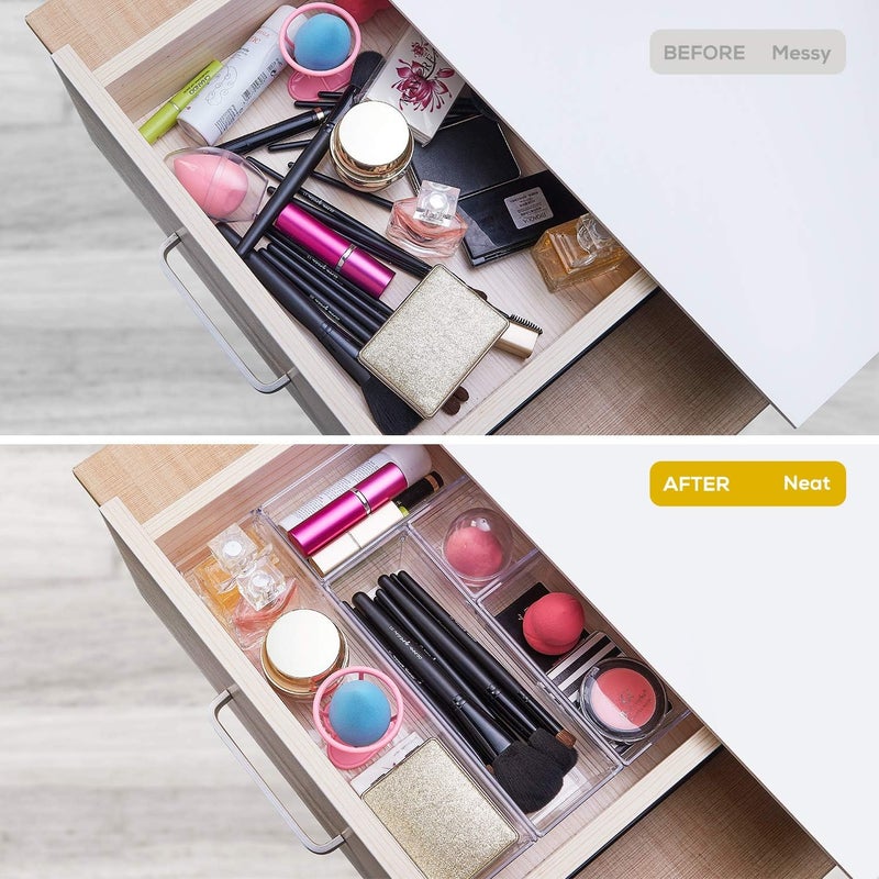 DCA 14 PCS Clear Plastic Drawer Organizer Tray for Makeup, Kitchen Utensils, Jewelries and Gadgets - Image 2