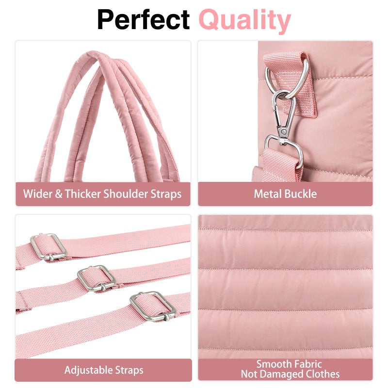 KUBYA Diaper Bag Tote, Puffer Quilted Baby Diaper Tote Bags Crossbody Hospital Bag Travel Large Mommy Bag, with Silicone Pacifier Case - Image 4
