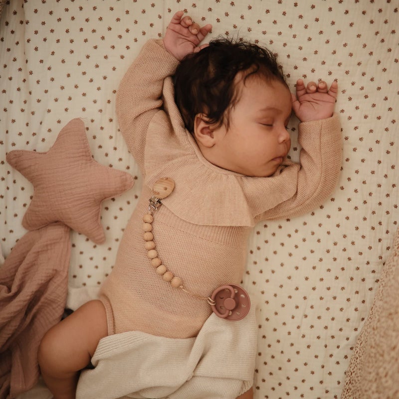 FRIGG Moon Natural Rubber Baby Pacifier | Made in Denmark | BPA-Free (Blush/Cream, 0-6 Months) 2-Pack - Image 3