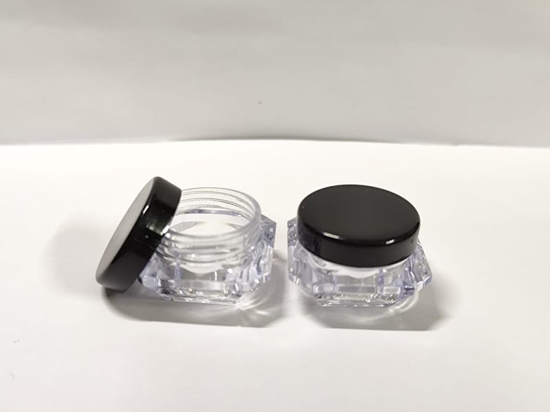 SHREE MAHA 5gm Empty Fancy Diamond Shaped cosmetic containers acrylic jars small lip balm containers transparent jar with black cap PACK OF 24 PCS - Image 1