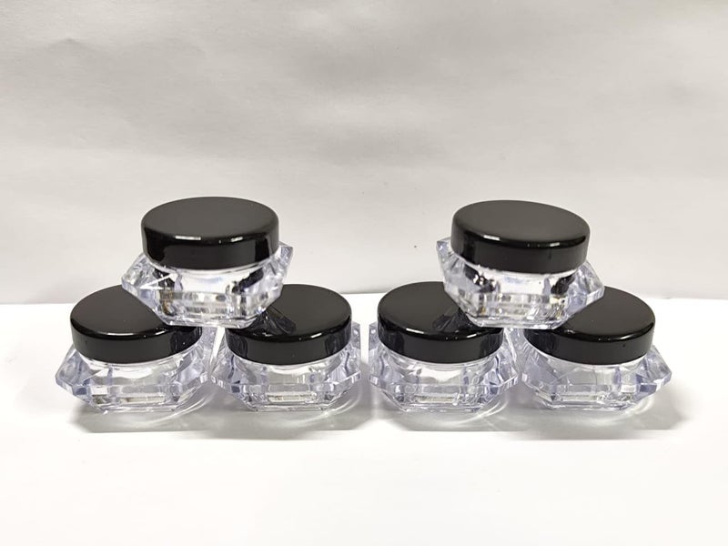 SHREE MAHA 5gm Empty Fancy Diamond Shaped cosmetic containers acrylic jars small lip balm containers transparent jar with black cap PACK OF 24 PCS - Image 4