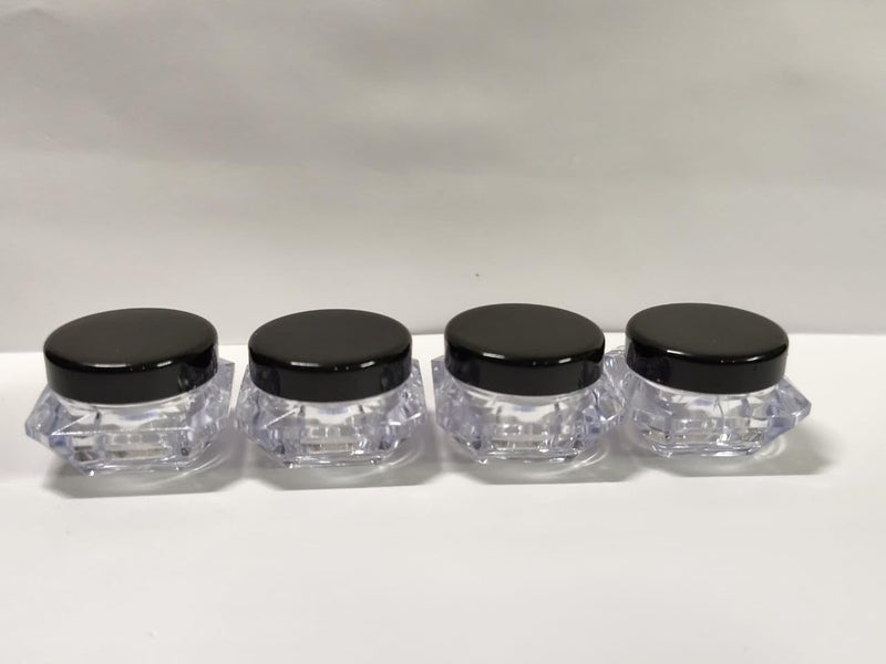 SHREE MAHA 5gm Empty Fancy Diamond Shaped cosmetic containers acrylic jars small lip balm containers transparent jar with black cap PACK OF 24 PCS - Image 2