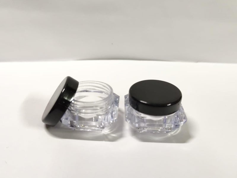 SHREE MAHA 5gm Empty Fancy Diamond Shaped cosmetic containers acrylic jars small lip balm containers transparent jar with black cap PACK OF 24 PCS - Image 3