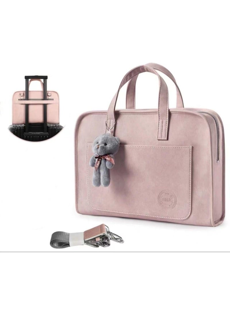 Bukela Laptop Bag with Shoulder Strap & Handle, Compatible with MacBook Pro 13.3 Inch, HP, Dell, Acer, Asus, Pink - Image 1