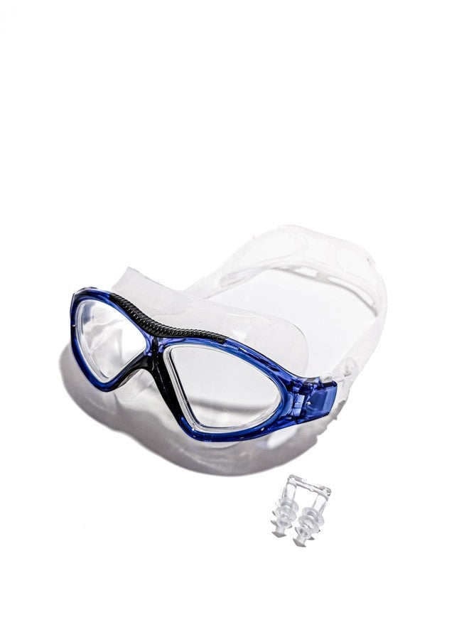 TENNEX Swimming Goggles T-555, Anti-Fog, Leak-Proof, UV-Protected, With Ear Plugs, Adult Size, Blue - Image 3