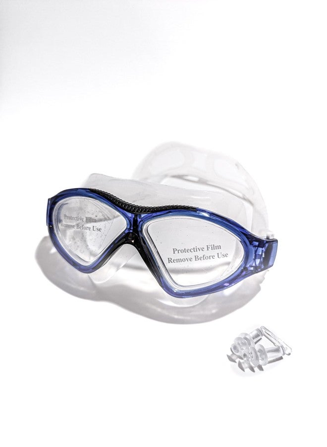 TENNEX Swimming Goggles T-555, Anti-Fog, Leak-Proof, UV-Protected, With Ear Plugs, Adult Size, Blue - Image 1