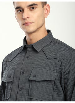 Dark Grey Textured Western Shirt