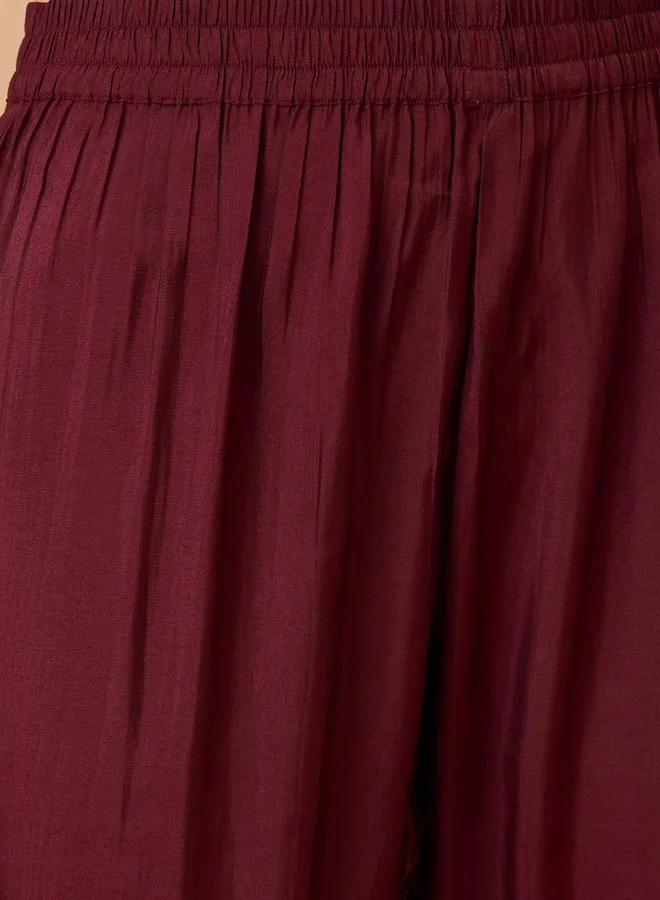 globus Sleeveless Gotta Lace Hem Straight Kurta and Pant Festive Set