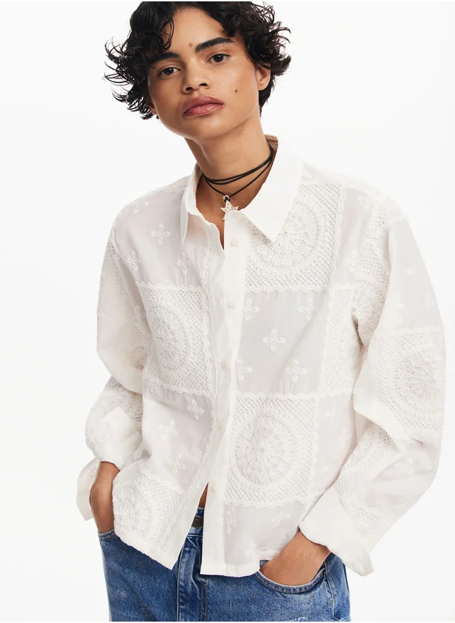 DESIGUAL Plain shirt with embroidery