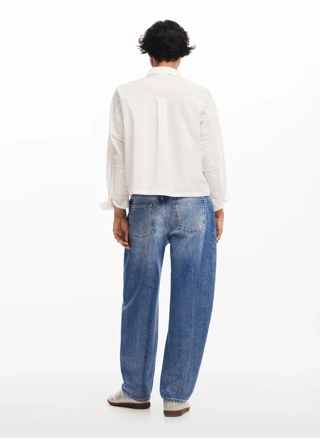 DESIGUAL Plain shirt with embroidery