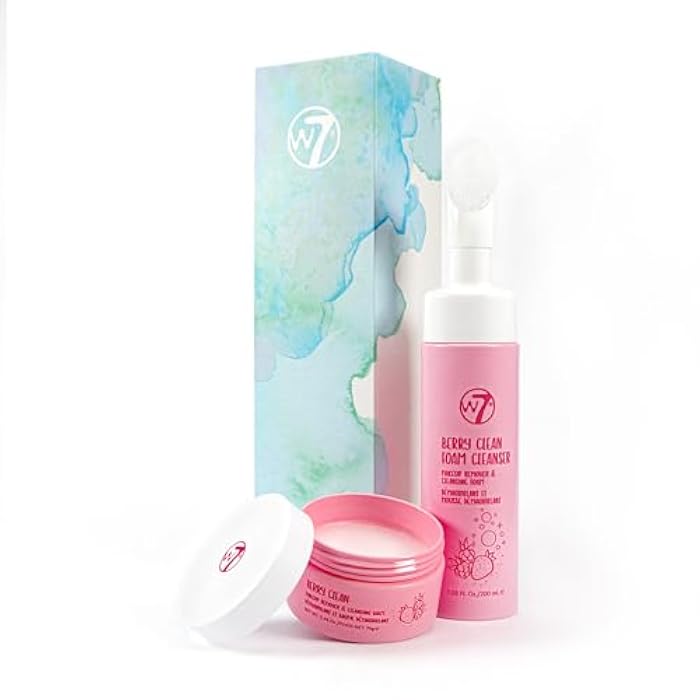 W7 Berry Clean Cleansing Balm & Hydrating Foam Cleanser Set – Gently Removes Makeup, Dirt & Impurities – Infused with Fruit Extracts & Vitamin E to Help Nourish, Soothe, and Protect the Skin - Image 1