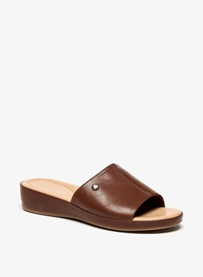 Flora Bella By Shoexpress Womens Textured Slip-On Flatform Sandals