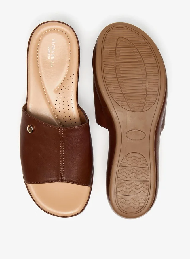 Flora Bella By Shoexpress Womens Textured Slip-On Flatform Sandals
