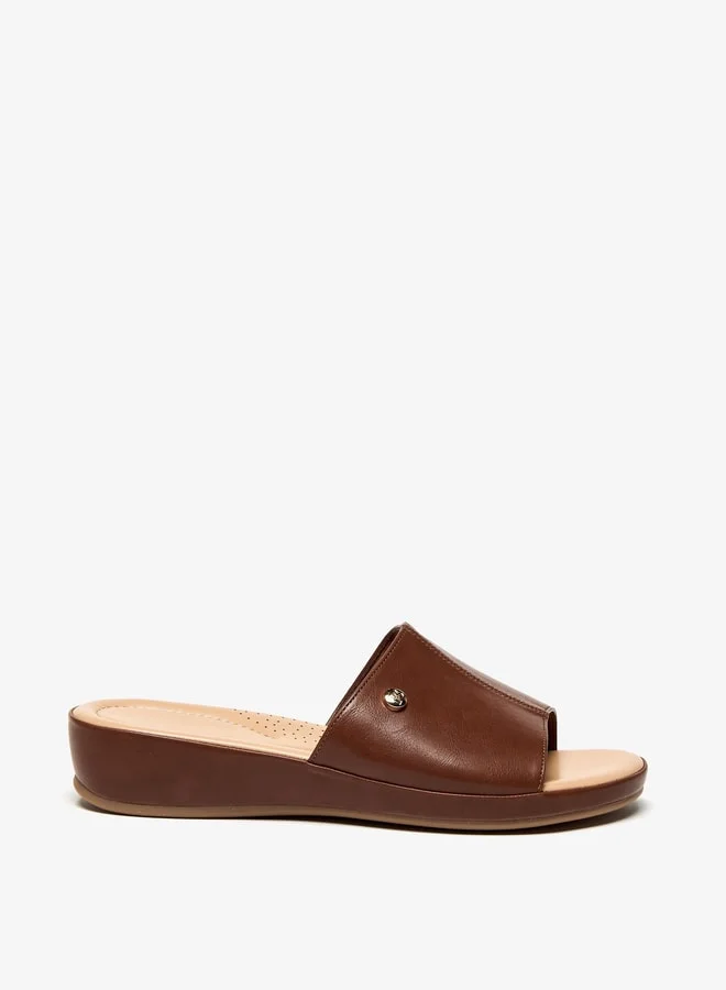 Flora Bella By Shoexpress Womens Textured Slip-On Flatform Sandals