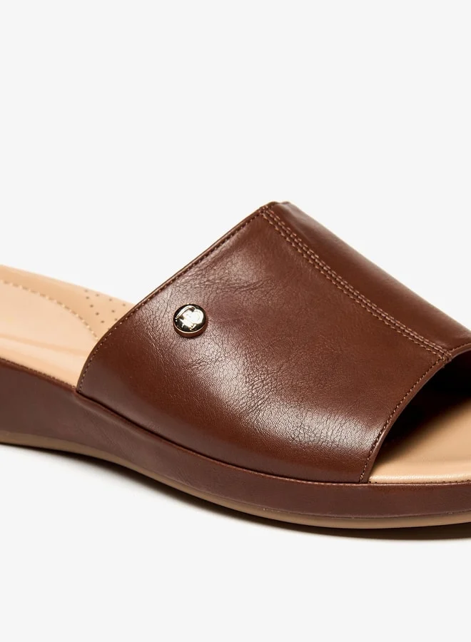 Flora Bella By Shoexpress Womens Textured Slip-On Flatform Sandals