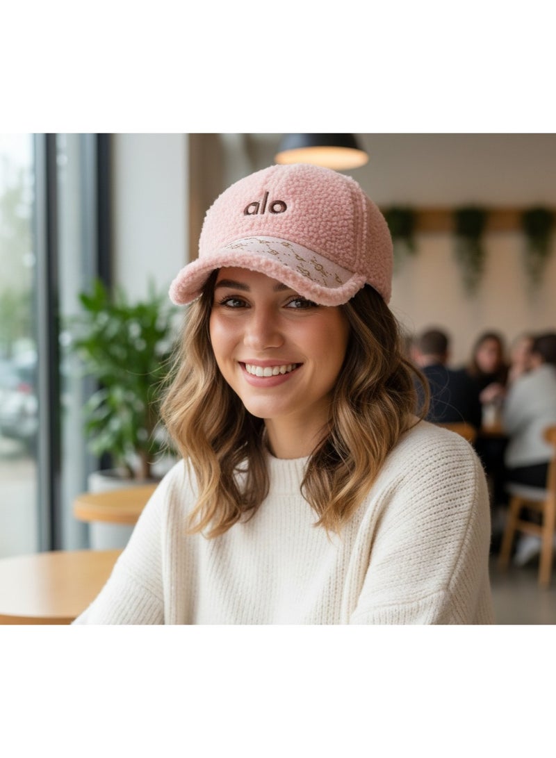 alo Women's winter "sherpa" cape, soft and stylish design - light pink - warm and elegant - Image 1