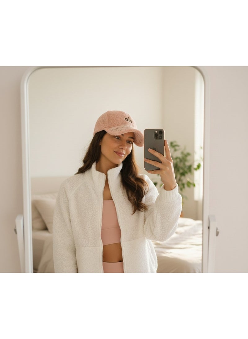 alo Women's winter "sherpa" cape, soft and stylish design - light pink - warm and elegant - Image 4