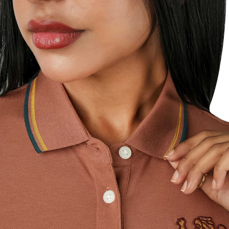 GIORDANO  Women's Cotton Lycra 3D Lion Embroidery Polo for Women | Best Price UAE