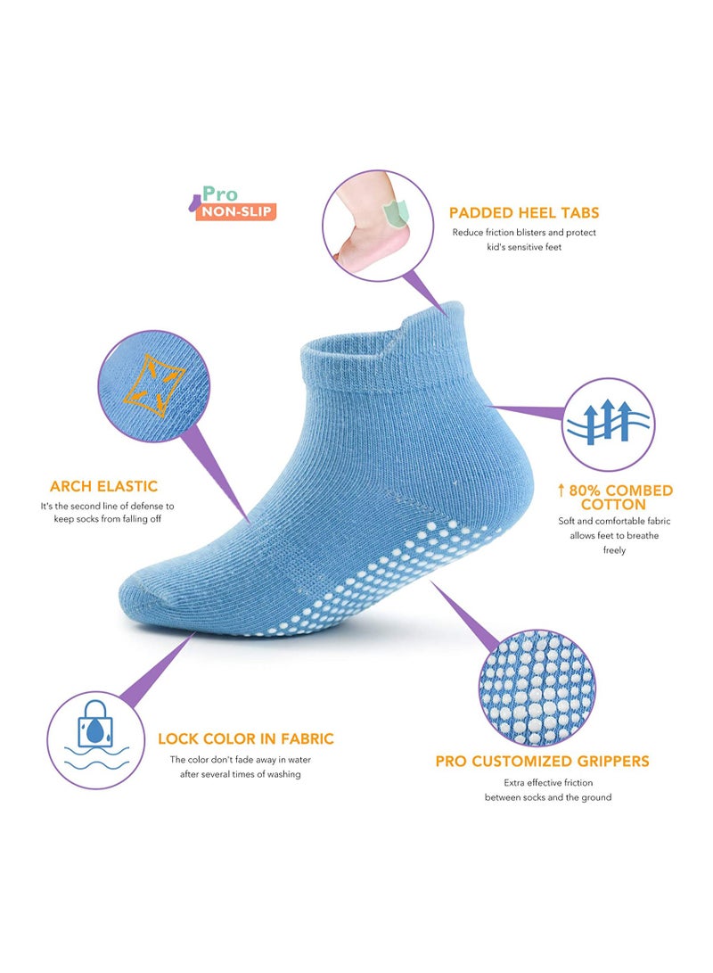 Luckam 6 Pairs Grips Ankle Socks for Toddler Non Slip Socks for Kids Low Cut Anti Skid Floor Socks for 3 to 5 Years Baby Boys and Girls Size L - Image 4