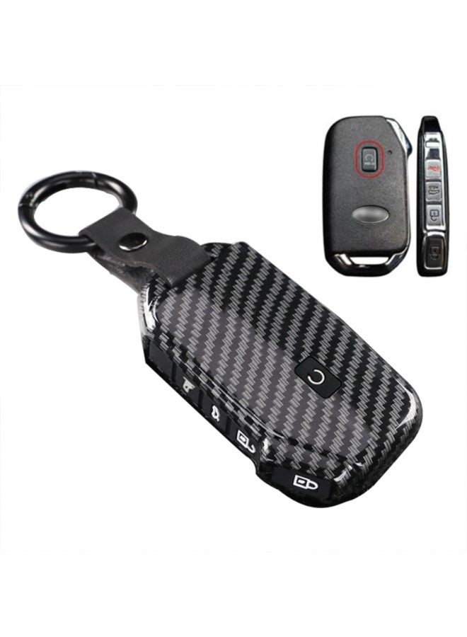 NOSKIN Carbon Fiber Key Fob Cover with Keychain,ABS Plastic Protective Case,Fit for Kia Ceed Cerato Forte Niro Seltos Sorento Soul Sportage Telluride - Image 1