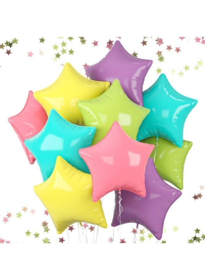 10 قطع من بالونات رقائق الألومنيوم على شكل نجمة لتزيين حفلات أعياد الميلاد للأطفال، متعددة الألوان - Image 1