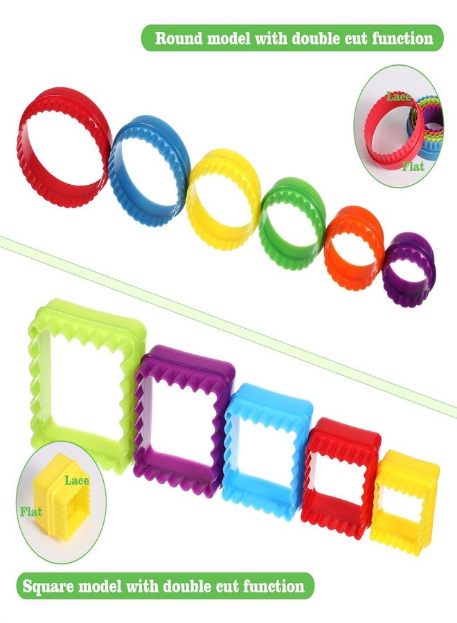 Apausvcm 11Pcs Plastic Cookie Cutter Set, Multi-size Biscuit Cutters for Sandwich Cake Fondant Fruit Vegetable Baking DIY (Square and Round) - Image 3