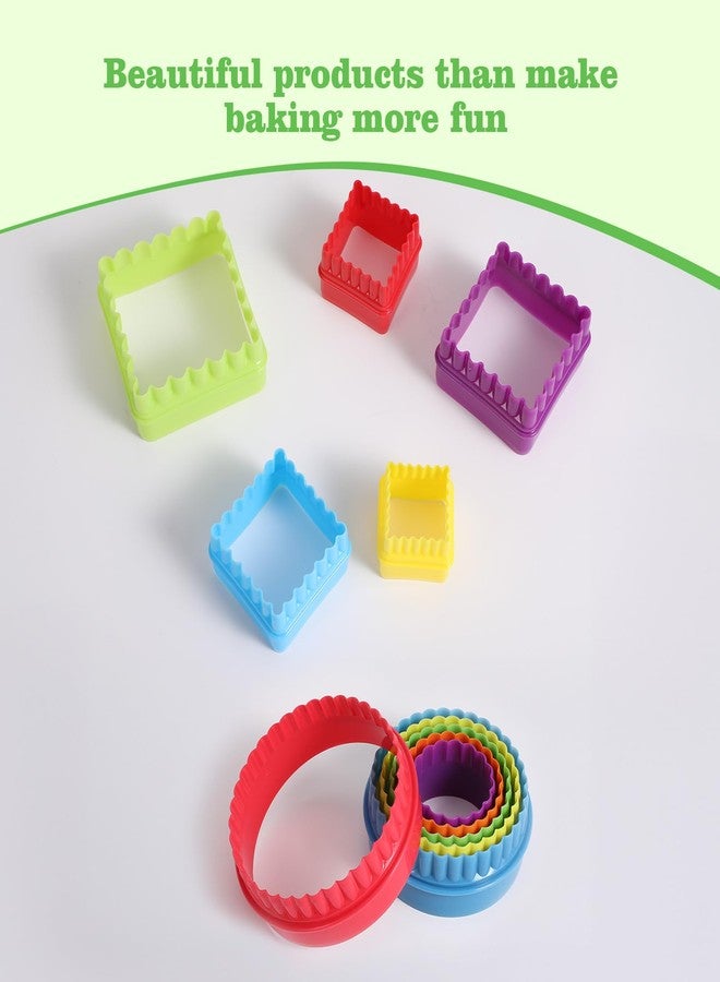 Apausvcm 11Pcs Plastic Cookie Cutter Set, Multi-size Biscuit Cutters for Sandwich Cake Fondant Fruit Vegetable Baking DIY (Square and Round) - Image 4