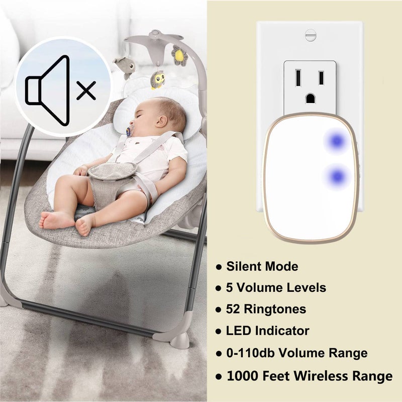 LUAMB Wireless Doorbell, 1,000ft Range Loud Enough with 5Volume Levels and Mute Mode Door Chimes LED Flashing - Image 3