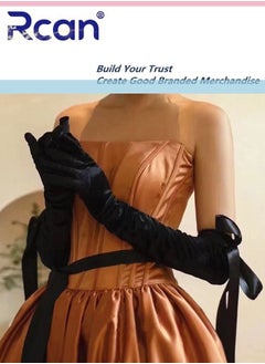 Rcan Ladies Elegant French Vintage Sunscreen Satin Gloves Bridal Wedding Dress Wrist Accessories Sweet Bow Long Gloves for Women Free Size  - Image 1