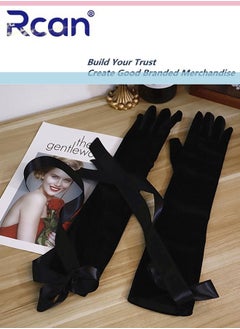 Rcan Ladies Elegant French Vintage Sunscreen Satin Gloves Bridal Wedding Dress Wrist Accessories Sweet Bow Long Gloves for Women Free Size  - Image 4
