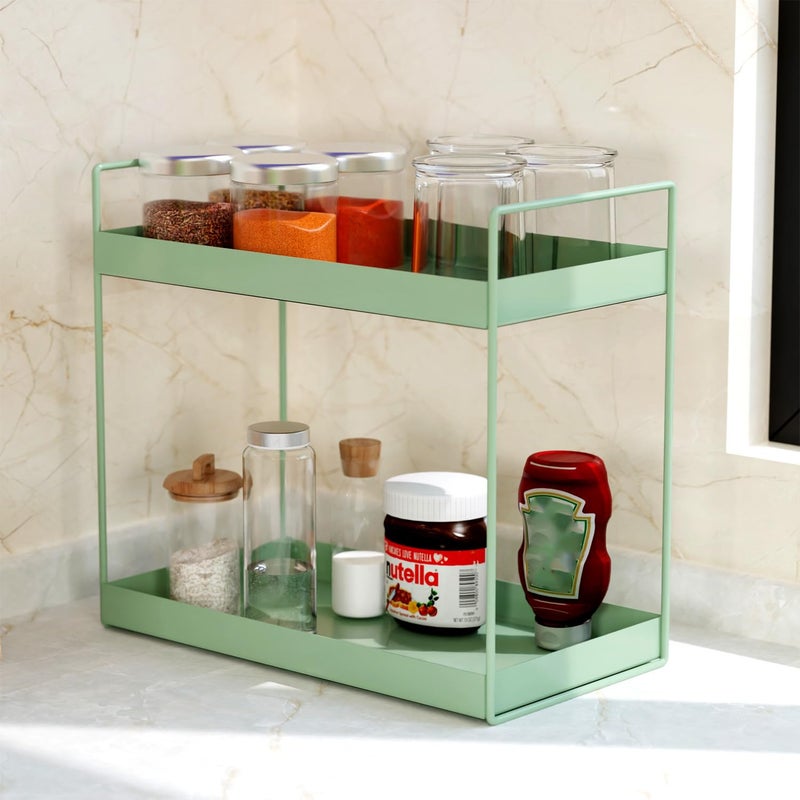 WonderStand NOVA (Pistachio Green) | 2-Tier Countertop Multipurpose Organizer|Tiered Shelf Storage Rack, Counter Top Organiser Storage Shelf for Home Kitchen and Bathroom - Image 2