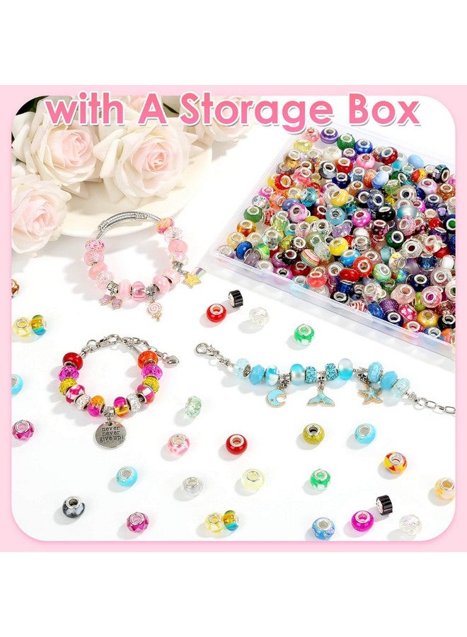 240 Pieces Large Hole Beads For Jewelry Making, 16 Color European Beads Bulk, Fairy Garden Wands Beads Lampwork Spacer Beads Colorful European Craft Beads For Pen Bracelet Jewelry Making