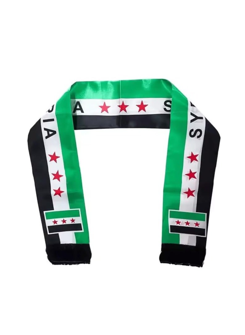 Generic Syria Flag Support Scarf, Green White Black with Stars Design 