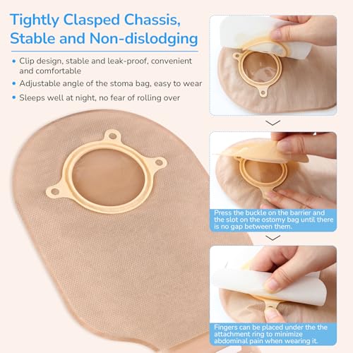 Heagimed 30 PCS Ostomy Supplies Colostomy Bags Two Piece Drainable Pouches with Closure, Ileostomy Stoma Care, Cut-to-Fit, 60mm Max, (20PCS Bags+10PCS Barrier) - Image 2