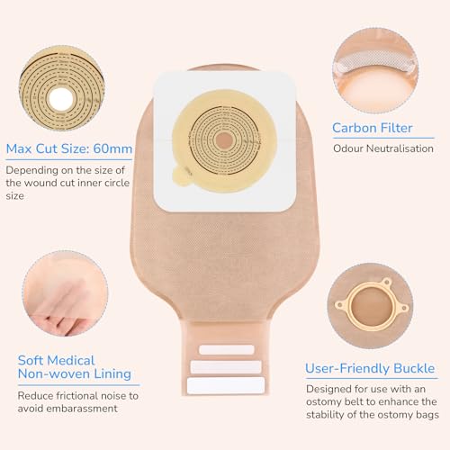 Heagimed 30 PCS Ostomy Supplies Colostomy Bags Two Piece Drainable Pouches with Closure, Ileostomy Stoma Care, Cut-to-Fit, 60mm Max, (20PCS Bags+10PCS Barrier) - Image 3