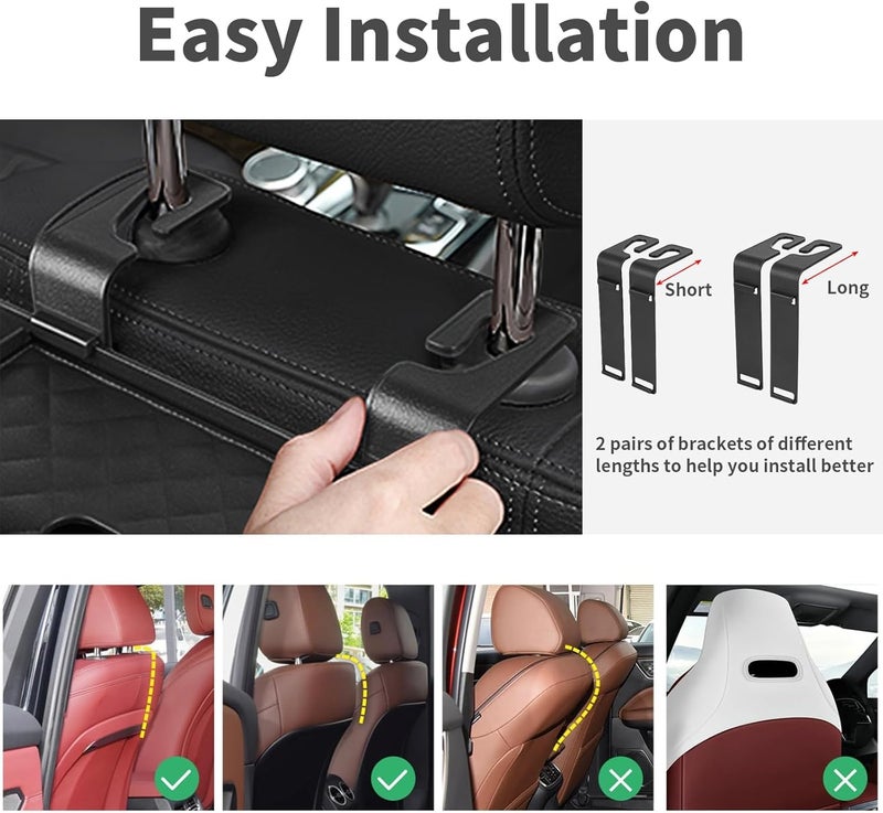 Car Back Seat Storage Organizer with Cup Holders and Tissue Box - Black - Image 5