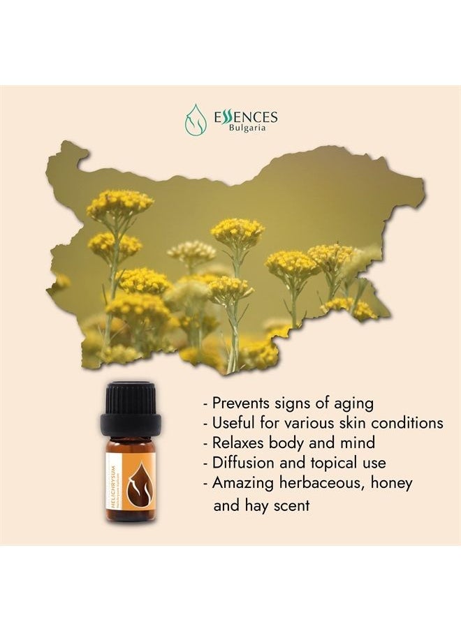 Essences Bulgaria Organic Helichrysum Essential Oil 1/3 Fl Oz | 10ml | Helichrysum italicum | 100% Pure and Natural | Undiluted | Therapeutic Grade | Family Owned Farm | Steam-Distilled | Non-GMO  - Image 1