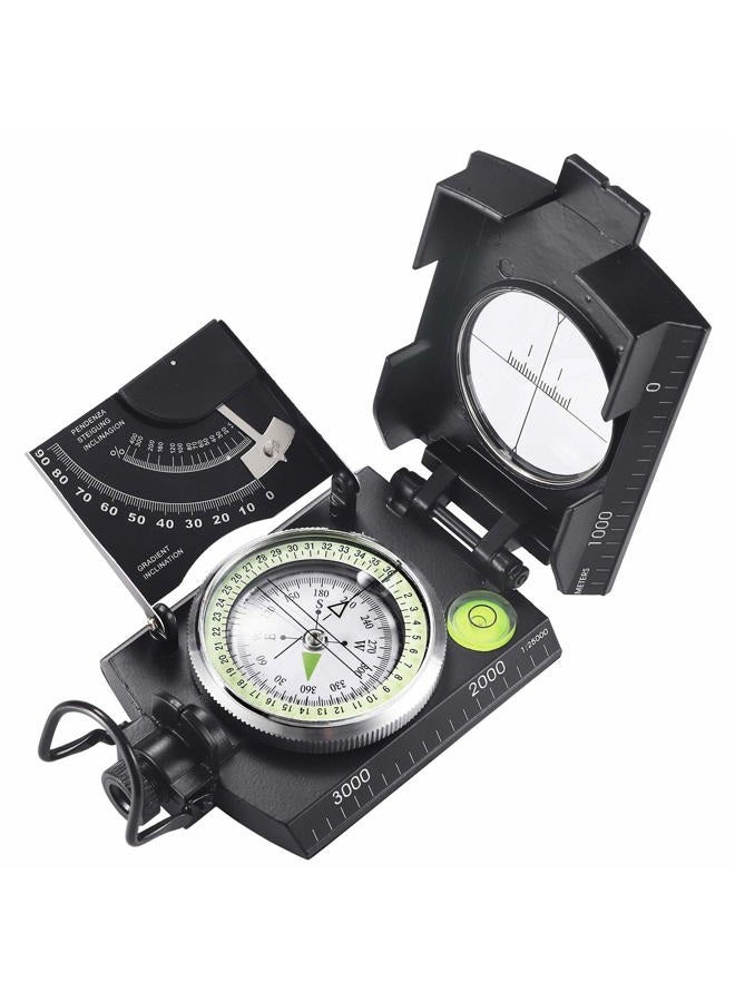 EYESKEY Multifunctional Military Metal Sighting Navigation Compass with Inclinometer | Impact Resistant & Waterproof Compass for Hiking, Camping, Boy Scout (Black) - Image 1