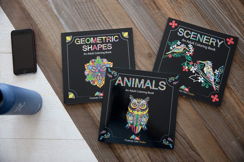Creatively Calm Studios Set of 3 Adult Coloring Books, Animals, Scenery & Mandalas Designs - 120 Unique Images! 8.5 in. x 8.5 in. Pages - Image 5