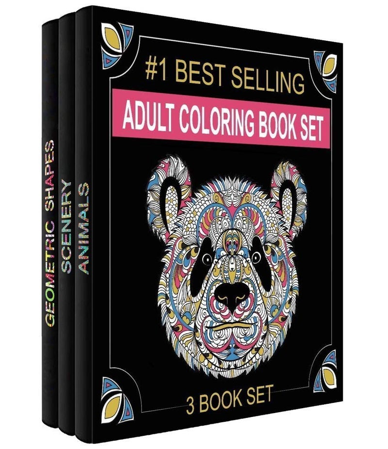 Creatively Calm Studios Set of 3 Adult Coloring Books, Animals, Scenery & Mandalas Designs - 120 Unique Images! 8.5 in. x 8.5 in. Pages - Image 1