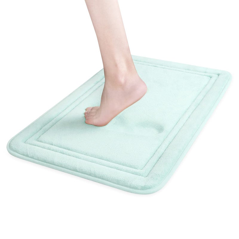 ITSOFT Memory Foam Bath Mat 24x16 Non Slip Machine Washable Quick Dry  Absorbent Rugs Bath Mats for Bathroom Floor Tub  Shower Bathroom Rug Spa Blue