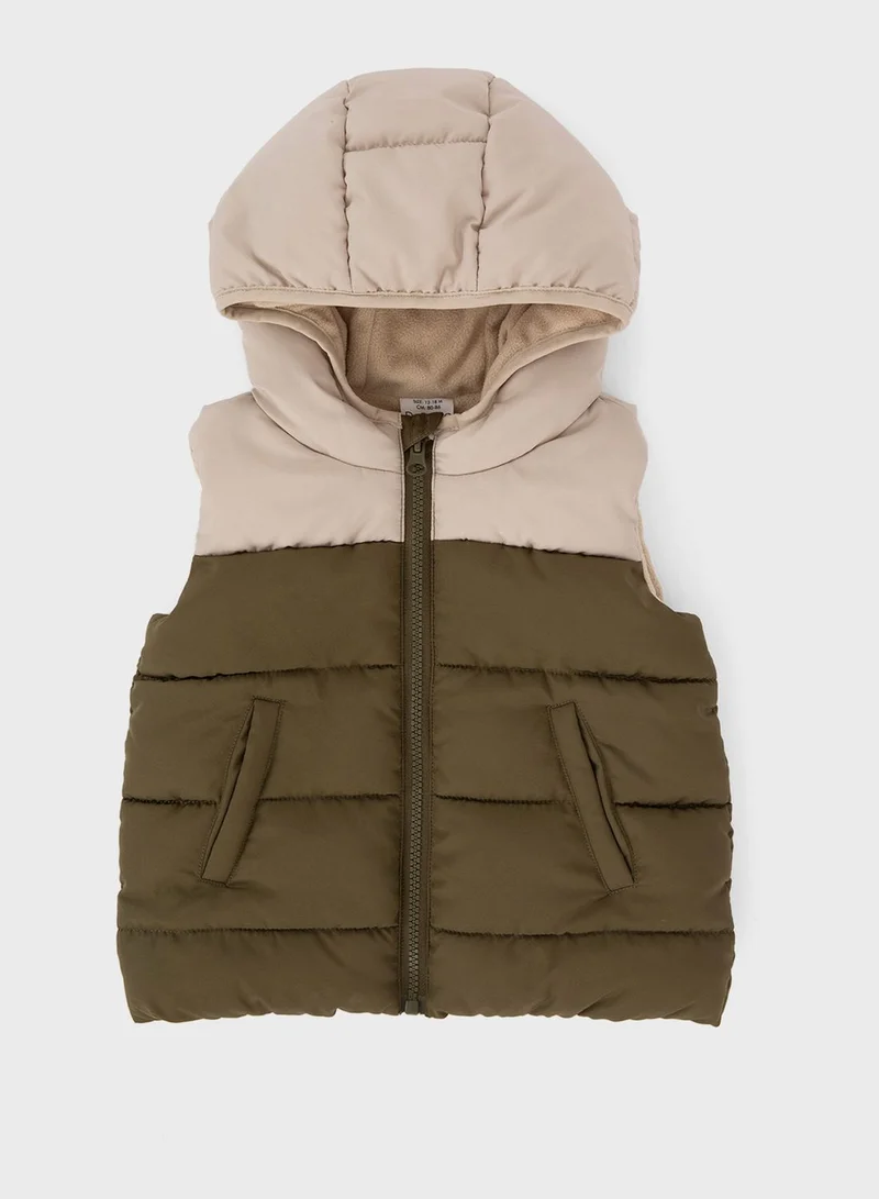 DeFacto Kids Color Block Hooded Puffer Jacket